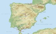 V plánu je okružní cesta po Andalusii. A to ještě vůbec netušíme, že se do Španělska tento rok vypravíme ještě jednou...ale o tom až za chvíli. : spain, physical, map